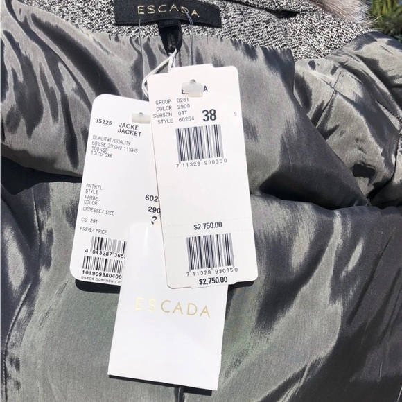 ESCADA skirt suit with Fox fur trim Sz m eu 38 - Picture 14 of 15